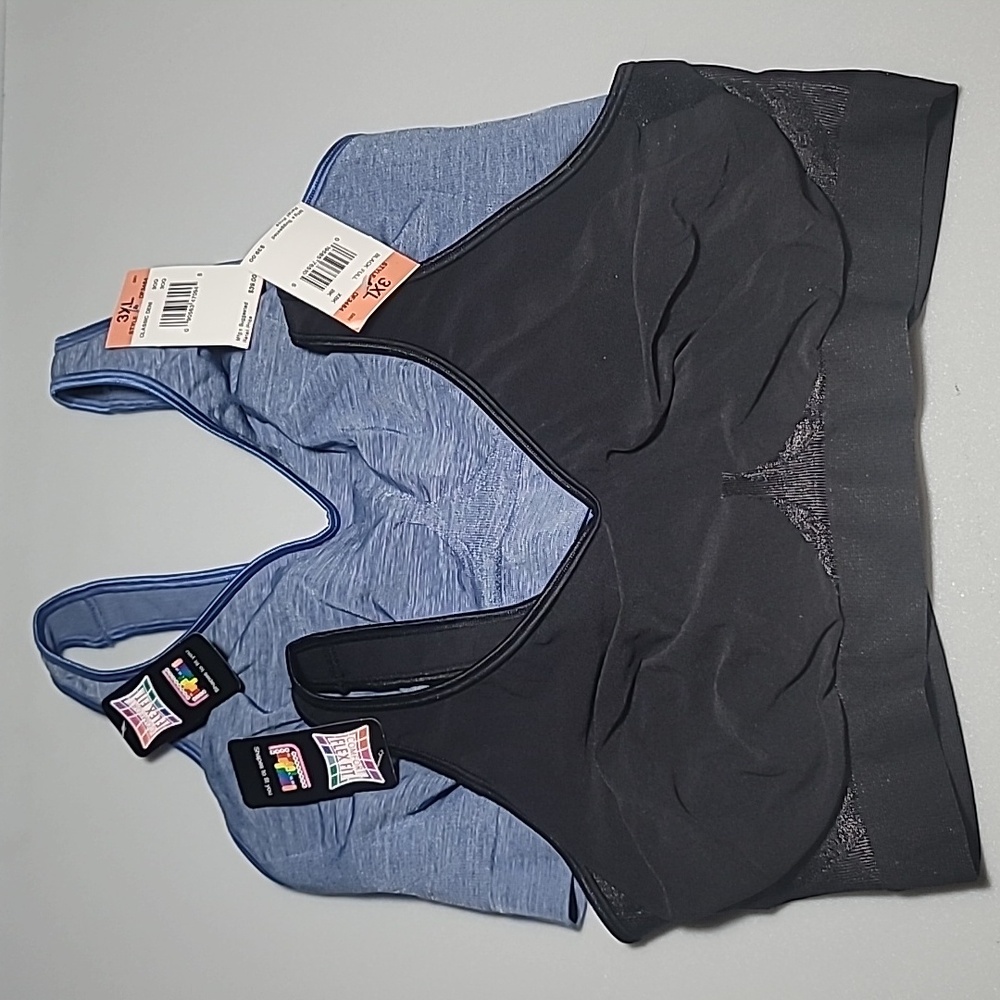 2 NWT ComfortFlex Bras, 3 XL, One Black, One Light Blue, MSRP Each 39$